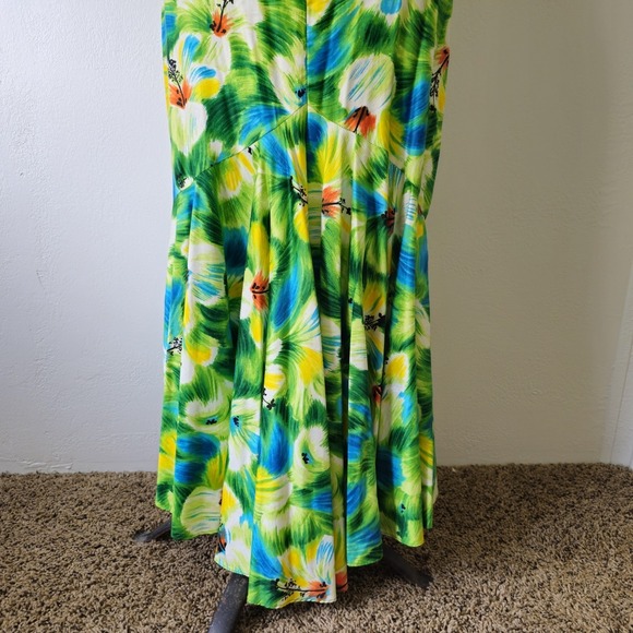 Vintage 50s 60s Kamehameha Hawaiian Mermaid Maxi Dress with Flutter Sleeves Sz S - Picture 7 of 16